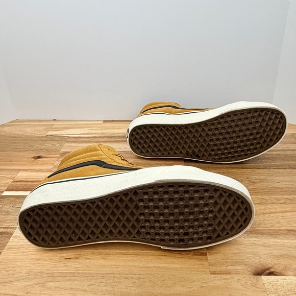 Vans Sk8-Hi Suede Mustard Yellow Black High Top Sneakers Mens 7.5 Womens 9 - Picture 7 of 9